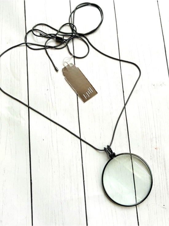 J. Jill Jewelry - NEW NWT J. Jill Black Adjustable Cord Clear Round Glass Pendant Necklace $39 Tag